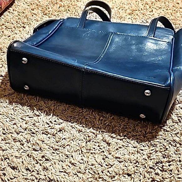 Patricia Nash Vintage Leather Rosedale Tote Caribbean Blue Purse - Picture 10 of 13